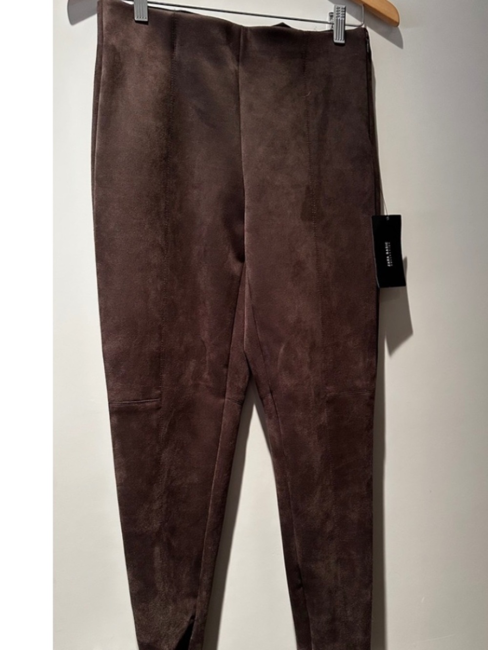 ZARA CHOCOLATE BROWN FAUX SUEDE LEGGINGS SZ: L   NWT